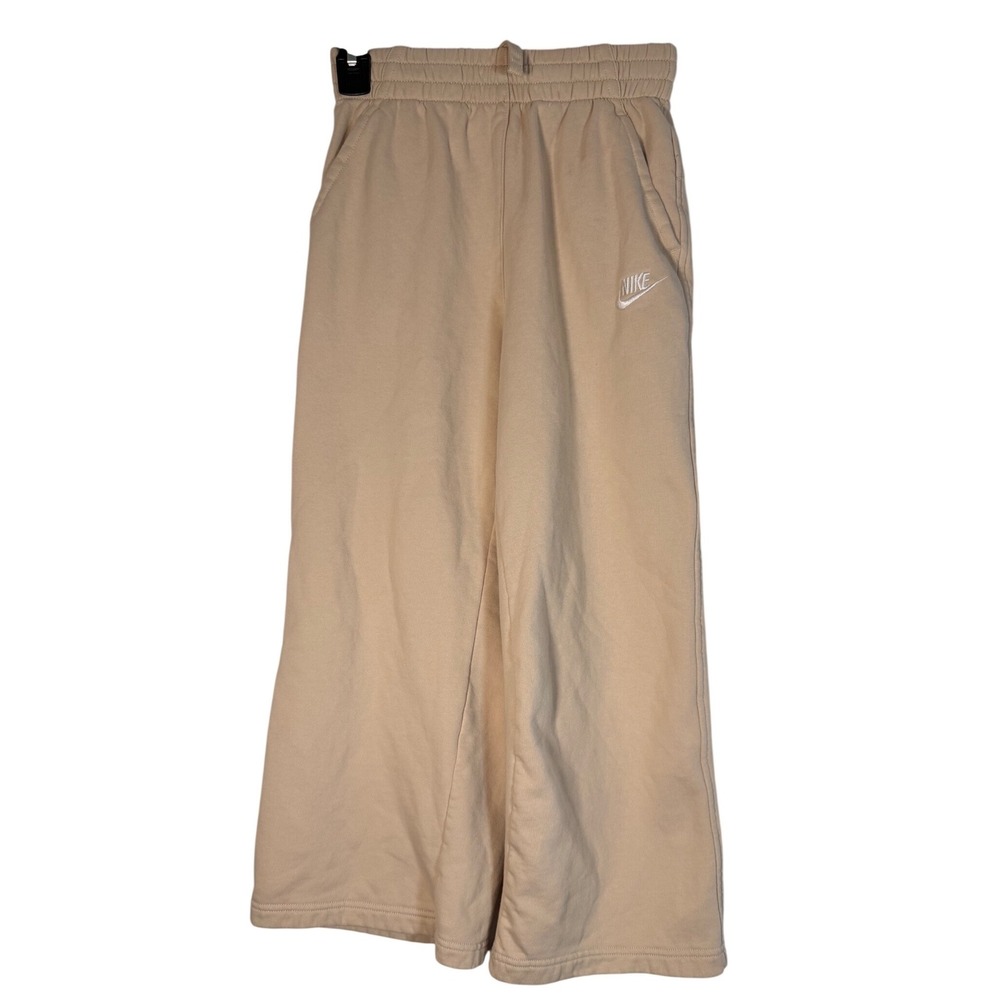 Nike Kids Tan Wide Leg Sweatpants Fleece Lined Beige M